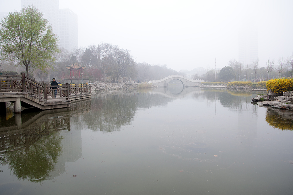 雾中的济宁公园